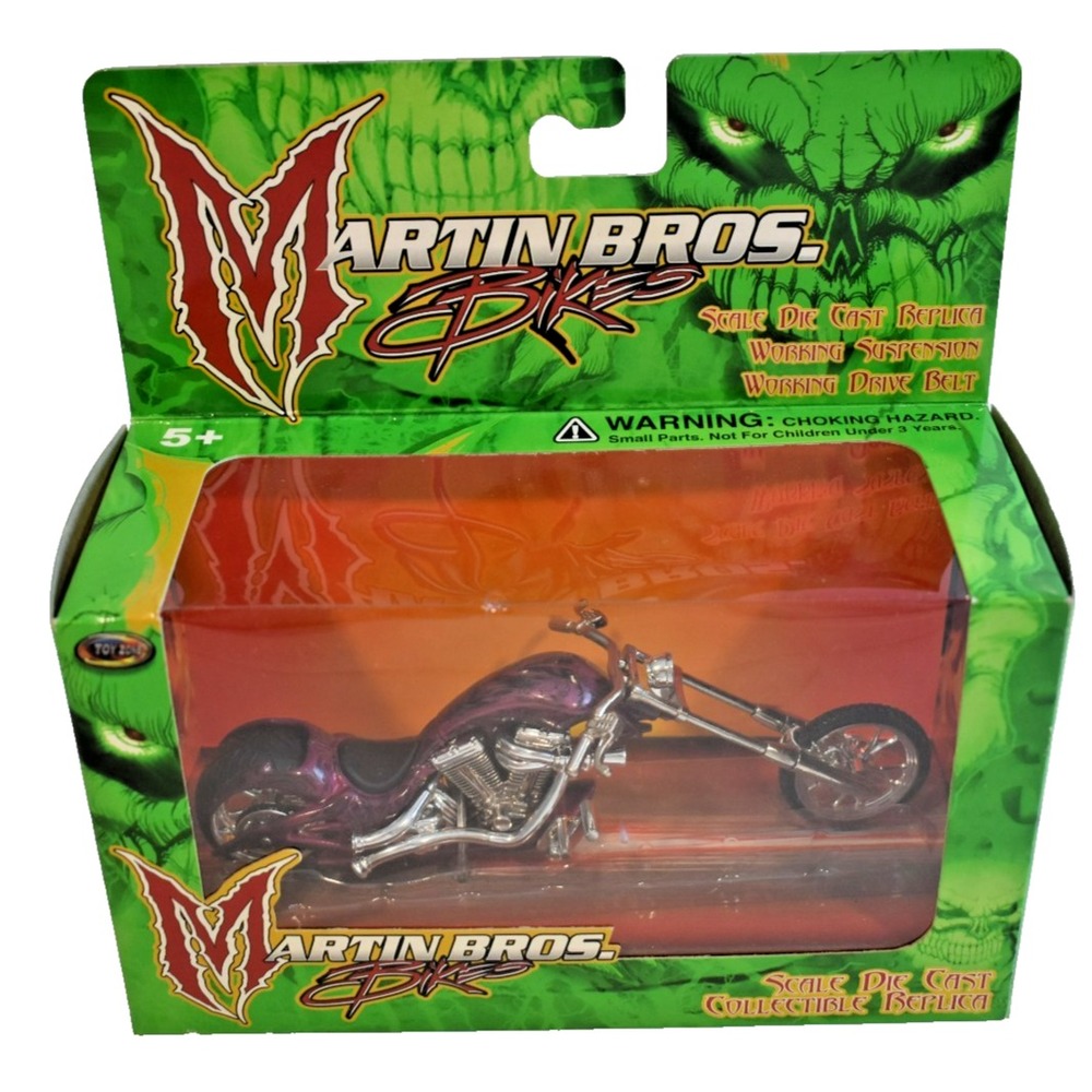 Toy Zone Martin Bros eBikes Diecast Motorcycle Purple Flames 99241